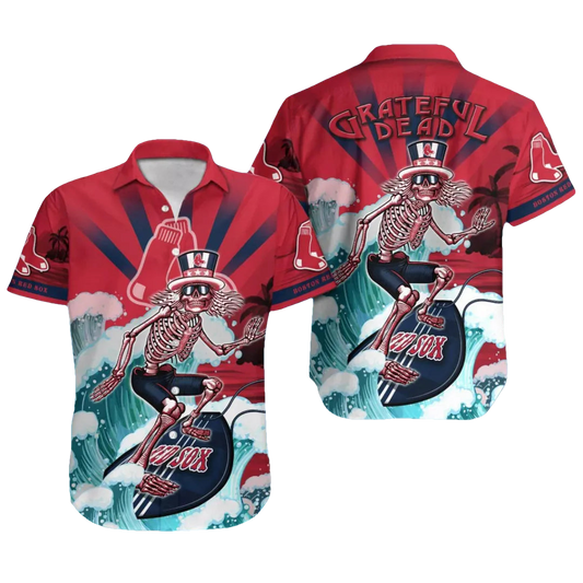 Boston Red Sox Grateful Dead Hawaiian Shirt - Moonbestprint