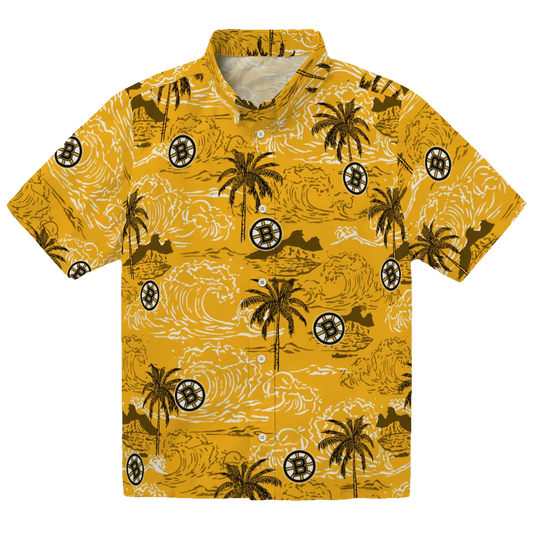 Boston Bruins Hawaiian Shirt - Wave Palm - Moonbestprint