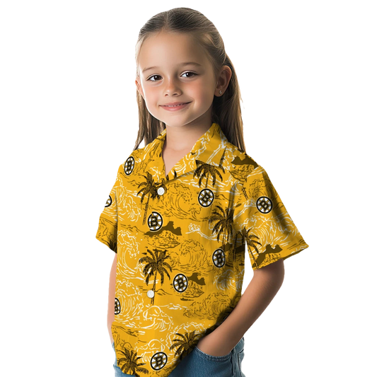 Boston Bruins Hawaiian Shirt - Wave Palm - Moonbestprint