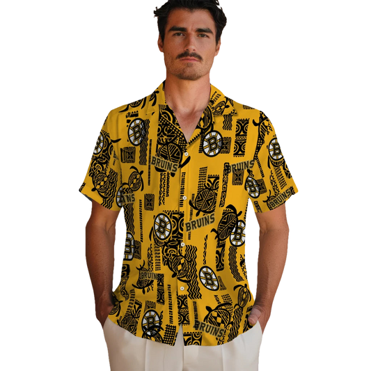 Boston Bruins Hawaiian Shirt - Turtle Lines - Moonbestprint