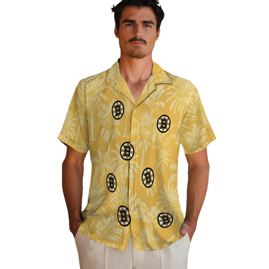 Boston Bruins Hawaiian Shirt - Vintage Palm Tree - Moonbestprint