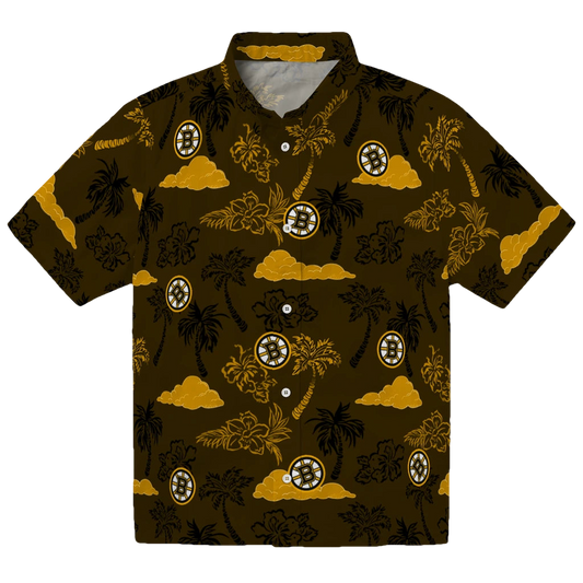 Boston Bruins Hawaiian Shirt - Palm And Clouds - Moonbestprint
