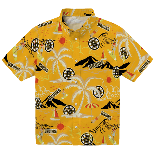Boston Bruins Hawaiian Shirt - Palm Tree Island - Moonbestprint