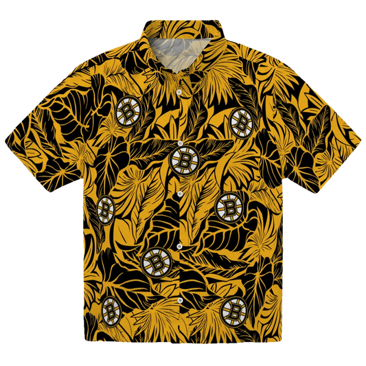 Boston Bruins Hawaiian Shirt - Monstera Layer - Moonbestprint