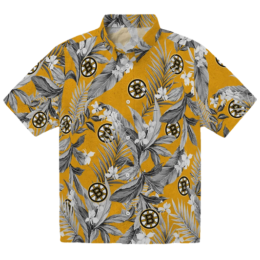 Boston Bruins Hawaiian Shirt - Palm Leaves - Moonbestprint