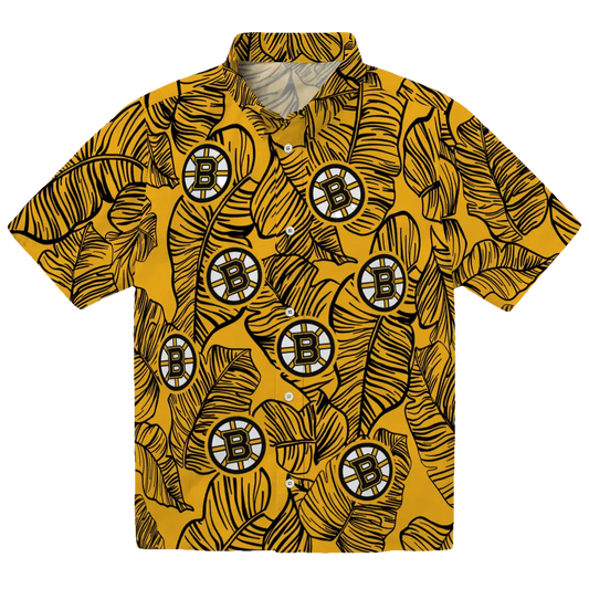 Boston Bruins Hawaiian Shirt - Leaf Outline - Moonbestprint