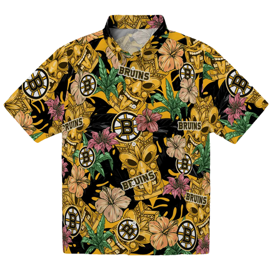 Boston Bruins Hawaiian Shirt - Hibiscus Tiki Jungle - Moonbestprint