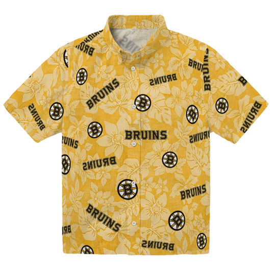 Boston Bruins Hawaiian Shirt - Hibiscus Oasis - Moonbestprint