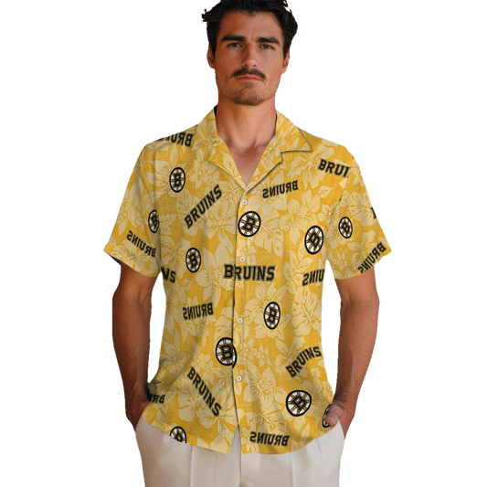 Boston Bruins Hawaiian Shirt - Hibiscus Oasis - Moonbestprint