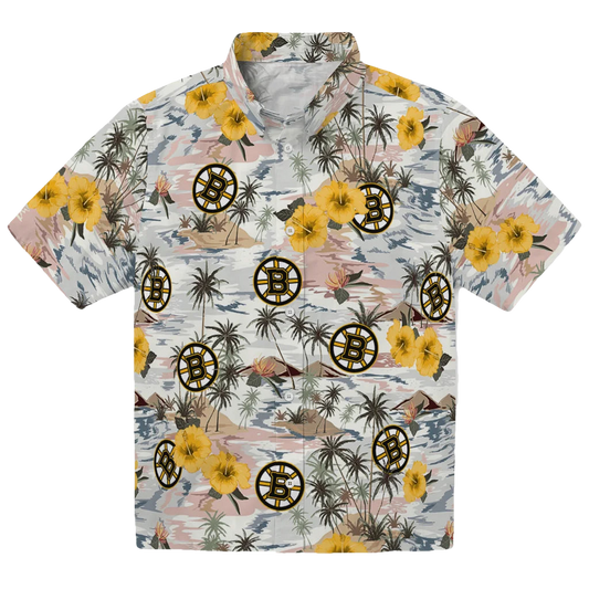Boston Bruins Hawaiian Shirt - Hibiscus Seaside - Moonbestprint