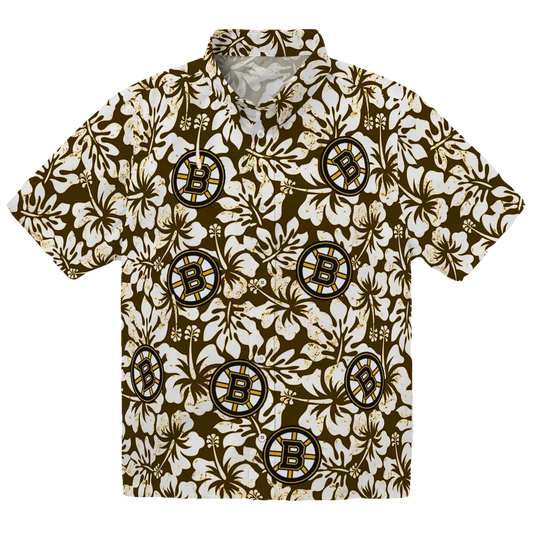 Boston Bruins Hawaiian Shirt - Hibiscus Motif - Moonbestprint