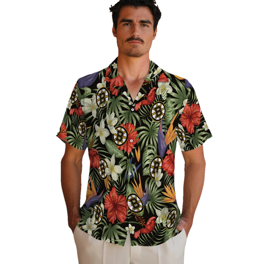 Boston Bruins Hawaiian Shirt - Hawaii Floral Hibiscus - Moonbestprint