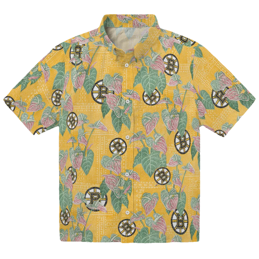 Boston Bruins Hawaiian Shirt - Anthurium Overlay - Moonbestprint