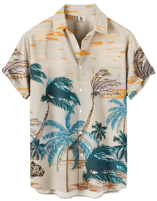 Beige Palm Tree Hawaiian Shirt – - Moonbestprint
