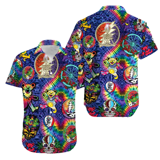Bears Grateful Dead Tie Die Hawaiian Shirt - Moonbestprint