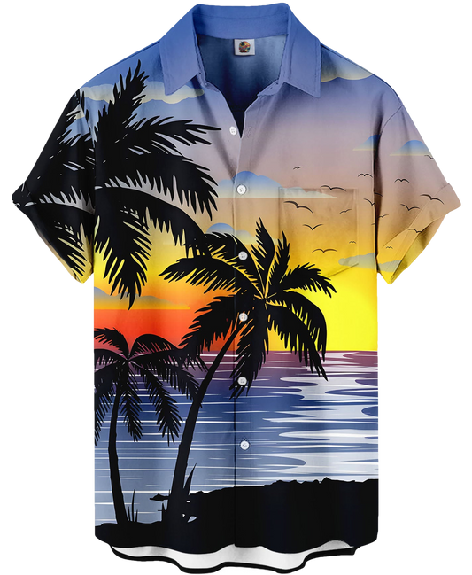 Beach Sunset Hawaiian Shirt – Tropical Palm Trees - Moonbestprint