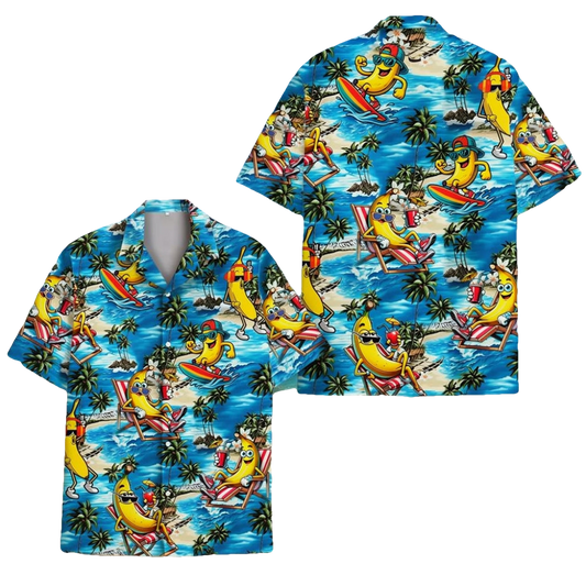Banana Surfing Tropical Beach Summer Vibes Hawaiian Shirt - Moonbestprint