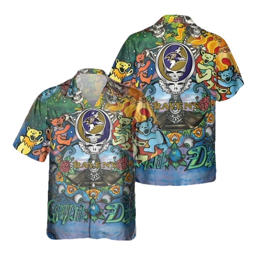 Baltimore Ravens Grateful Dead Hawaiian Shirt - Moonbestprint