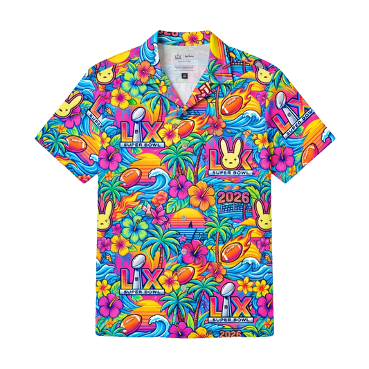 Bad Bunny x Super Bowl LX Halftime Show 2026 Tropical Print Summer Hawaiian Shirt - Moonbestprint