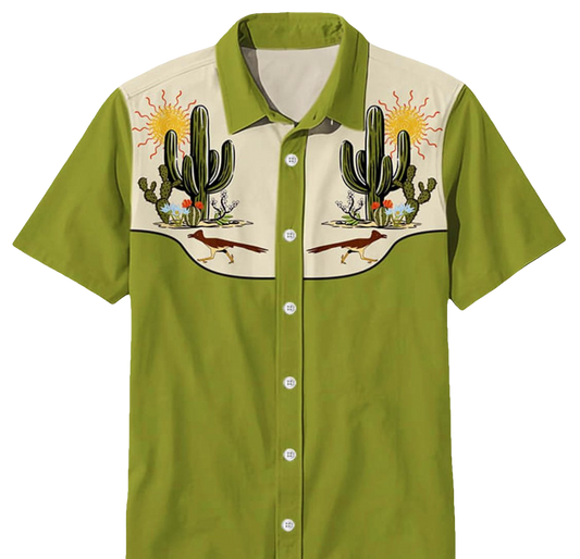 Arizona Roadrunner Boho Desert Cactus Aloha Hawaiian Shirt - Moonbestprint