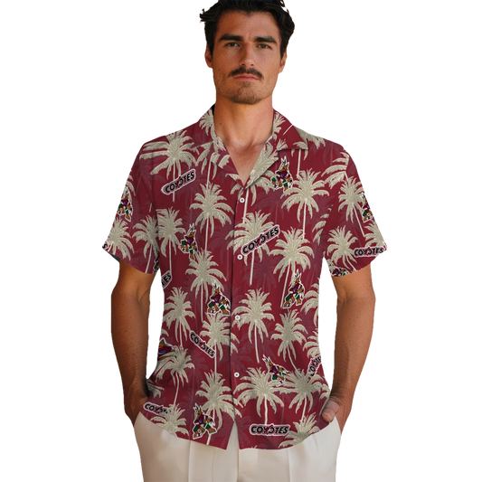 Arizona Coyotes Hawaiian Shirt - Palm Tree Motif - Moonbestprint