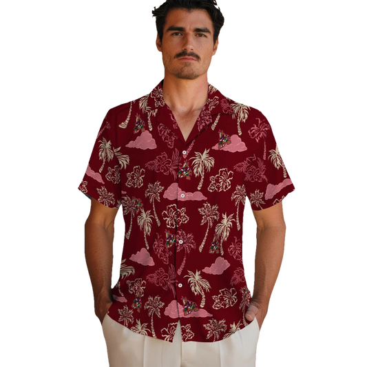 Arizona Coyotes Hawaiian Shirt - Palm And Clouds - Moonbestprint