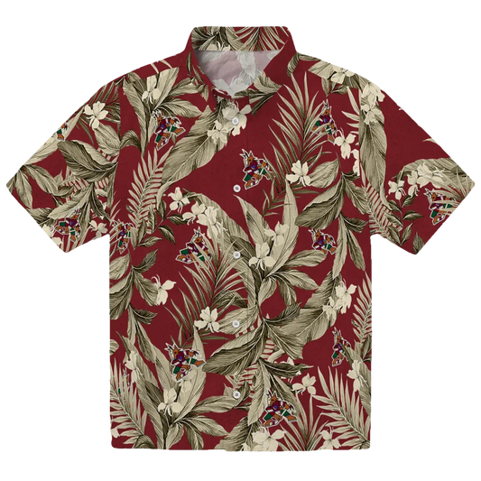 Arizona Coyotes Hawaiian Shirt - Palm Leaves - Moonbestprint