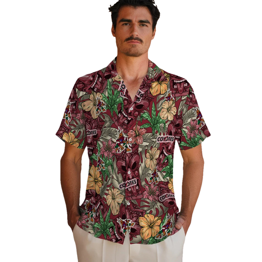 Arizona Coyotes Hawaiian Shirt - Hibiscus Tiki Jungle - Moonbestprint