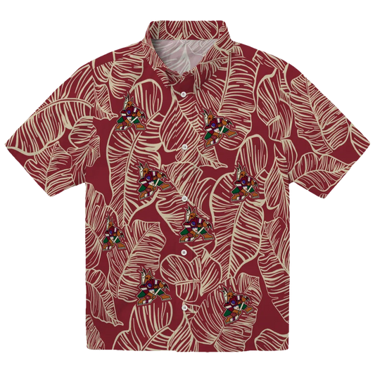 Arizona Coyotes Hawaiian Shirt - Leaf Outline - Moonbestprint