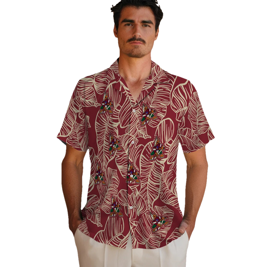Arizona Coyotes Hawaiian Shirt - Leaf Outline - Moonbestprint