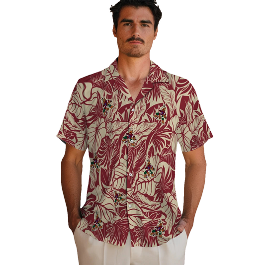 Arizona Coyotes Hawaiian Shirt - Monstera Layer - Moonbestprint