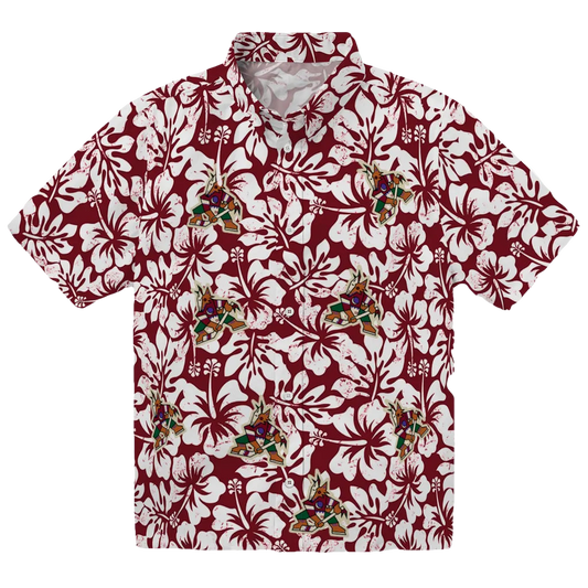 Arizona Coyotes Hawaiian Shirt - Hibiscus Motif - Moonbestprint