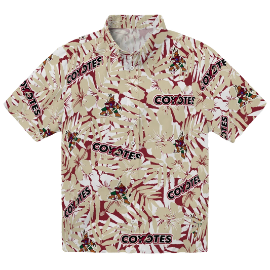 Arizona Coyotes Hawaiian Shirt - Hibiscus Overlay - Moonbestprint