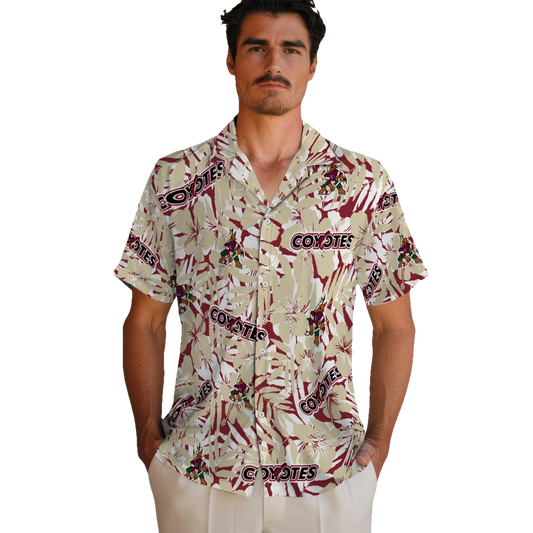 Arizona Coyotes Hawaiian Shirt - Hibiscus Overlay - Moonbestprint