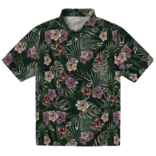 Arizona Coyotes Hawaiian Shirt - Hibiscus Leaves Pattern - Moonbestprint