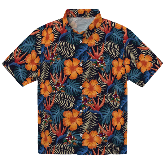 Arizona Coyotes Hawaiian Shirt - Hibiscus Foliage - Moonbestprint