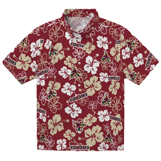 Arizona Coyotes Hawaiian Shirt - Hibiscus Flower Design - Moonbestprint