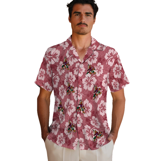 Arizona Coyotes Hawaiian Shirt - Hibiscus Cluster - Moonbestprint