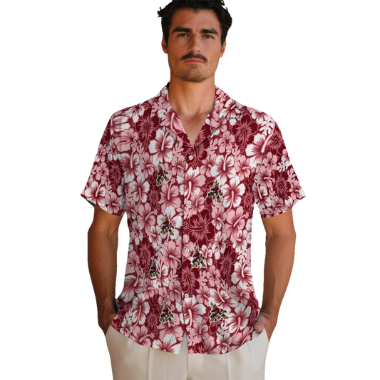 Arizona Coyotes Hawaiian Shirt - Hibiscus Blooms - Moonbestprint
