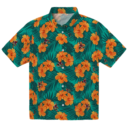 Arizona Coyotes Hawaiian Shirt - Hibiscus and Palm Leaves - Moonbestprint