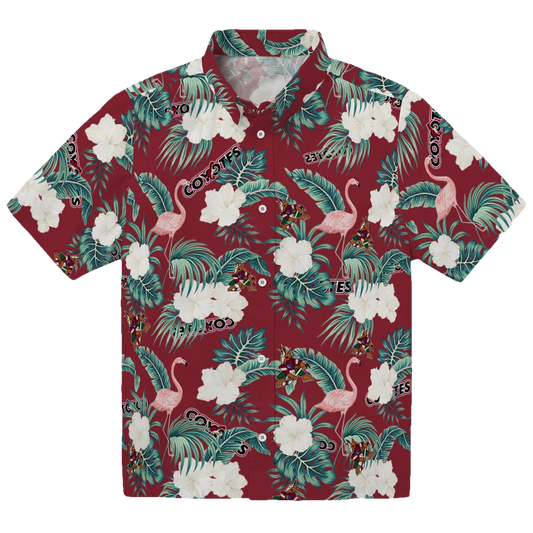 Arizona Coyotes Hawaiian Shirt - Flamingo and Hibiscus - Moonbestprint