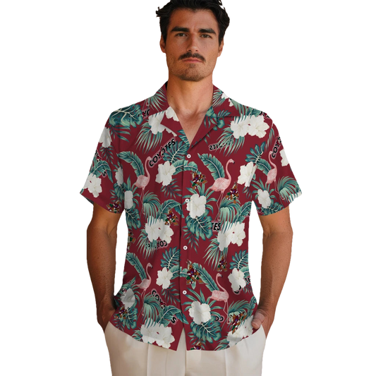 Arizona Coyotes Hawaiian Shirt - Flamingo and Hibiscus - Moonbestprint