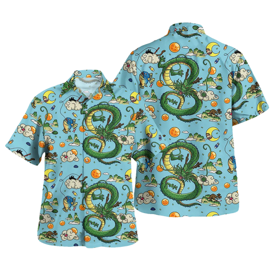 Aqua Blue Shenron Dragon Ball Z Hawaiian Shirt - Moonbestprint