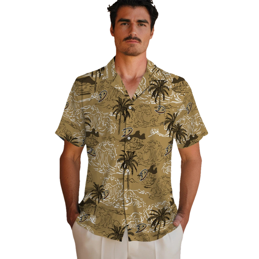 Anaheim Ducks Hawaiian Shirt - Wave Palm - Moonbestprint
