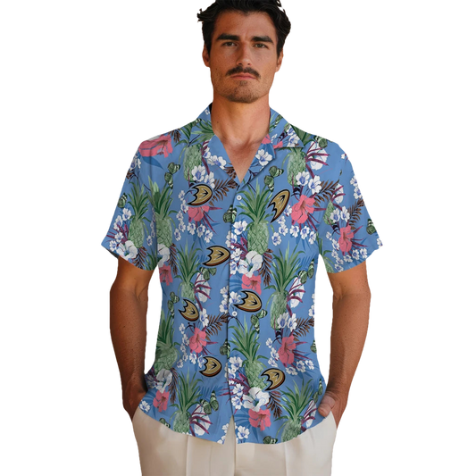Anaheim Ducks Hawaiian Shirt - Pineapple Bouquet - Moonbestprint