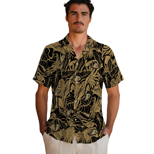 Anaheim Ducks Hawaiian Shirt - Monstera Layer - Moonbestprint