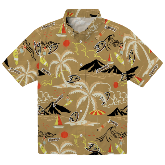 Anaheim Ducks Hawaiian Shirt - Palm Tree Island - Moonbestprint