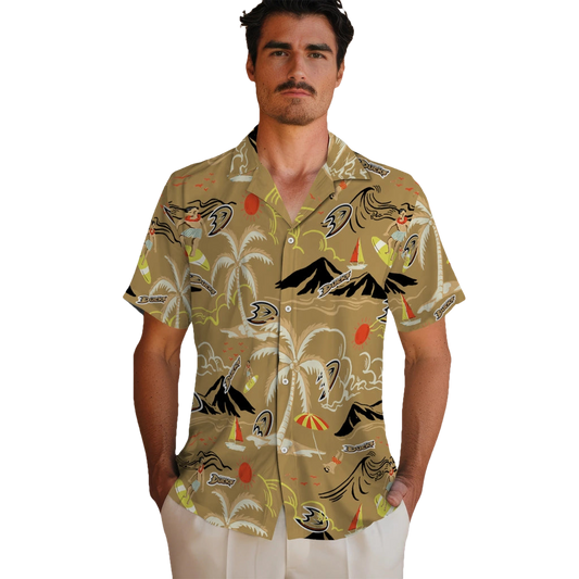 Anaheim Ducks Hawaiian Shirt - Palm Tree Island - Moonbestprint