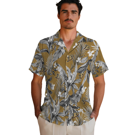 Anaheim Ducks Hawaiian Shirt - Palm Leaves - Moonbestprint