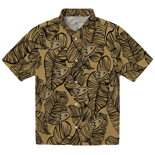 Anaheim Ducks Hawaiian Shirt - Leaf Outline - Moonbestprint